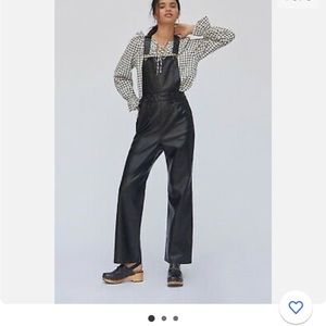 Nwt Anthropologie Avec Les Filles Faux Leather Overalls NWT black large
